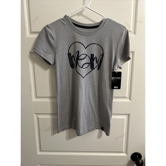 Ballpark Series Tops - Ballpark Series Women's Baseball Mom Grey Short Sleeve Shirt size XS